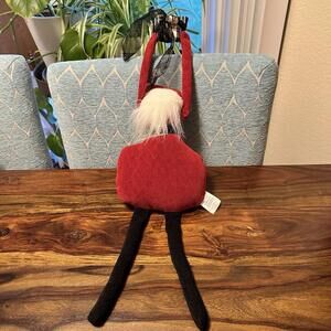 Woof Poof Santa Chubby Door Hanger Red Black White Gift Present Bells 24" EUC